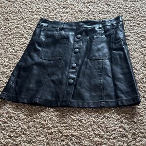 Faux Black Leather A-Line Skirt French Kiss L